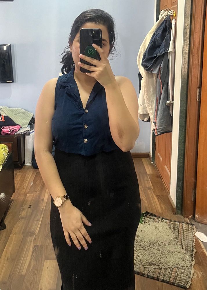 Blue Denim Button-Down Top