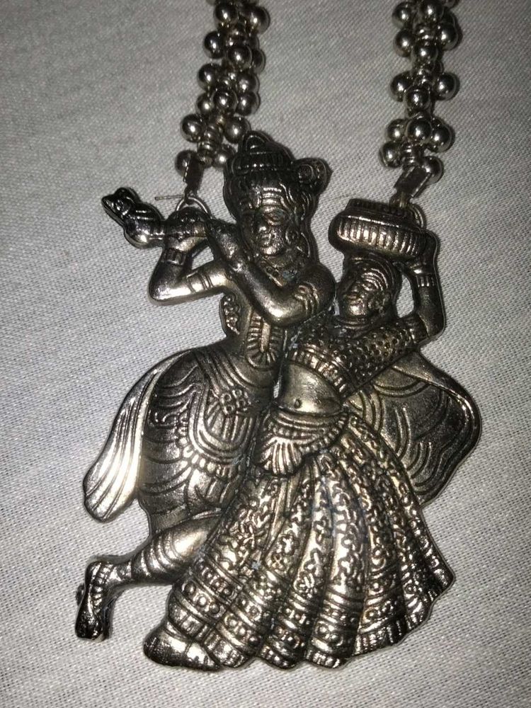 Radha Krishna oxidised Pendant Necklace
