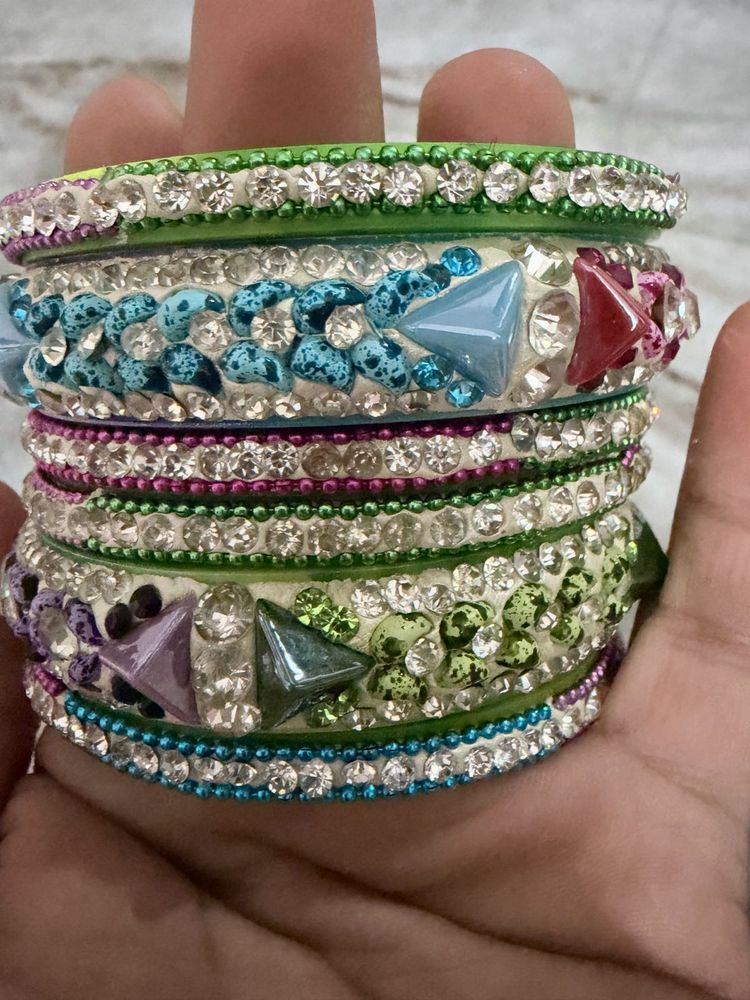 Vibrant Crystal Studded Bangles Set