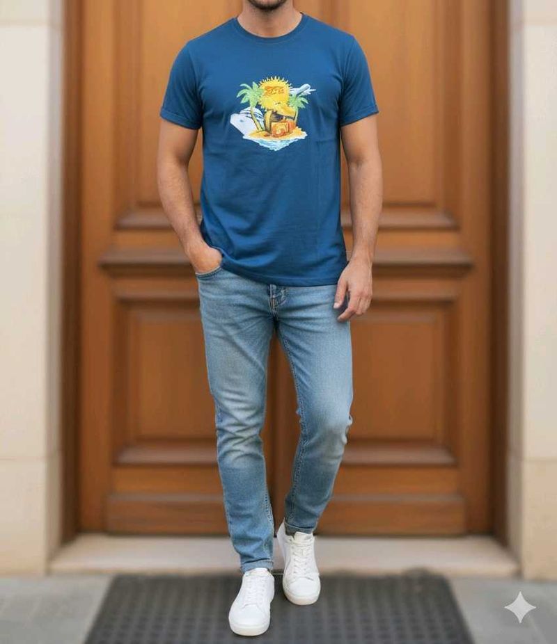 VEA Blue Graphic Print T-shirt