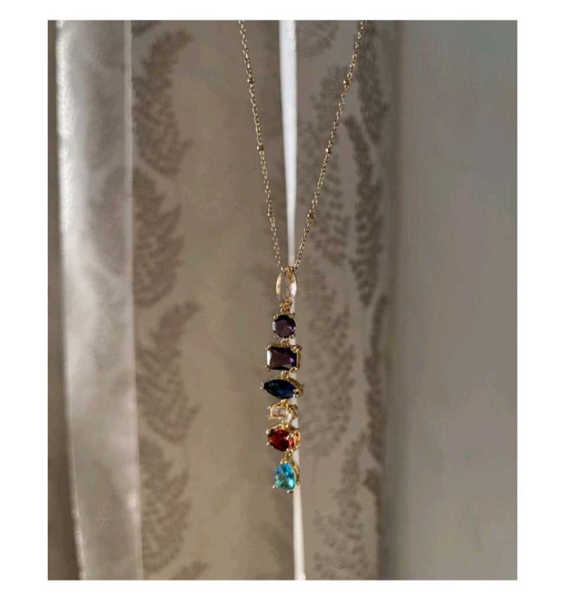 Elegant Multi-Color Gemstone Pendant Necklace