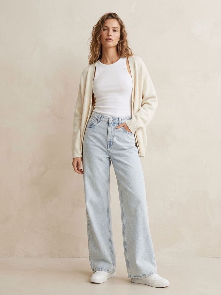 H&amp;M Light Wash Wide Leg Jeans