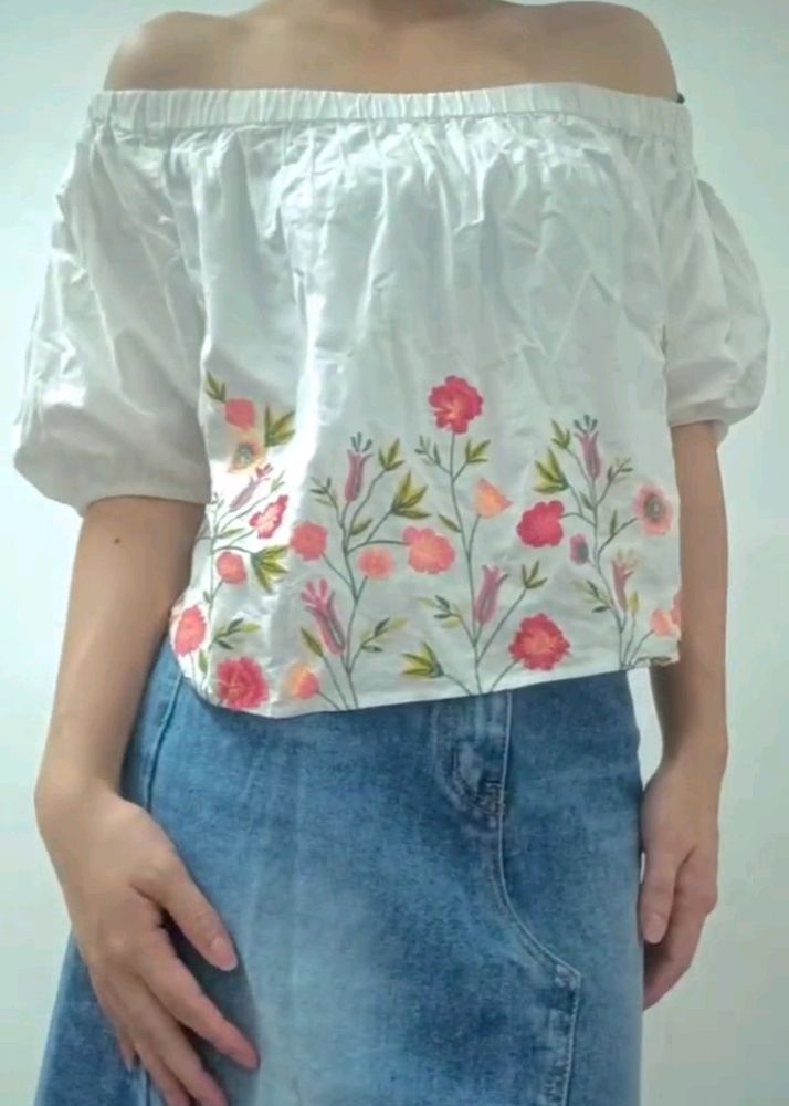 Off White Shoulder Top
