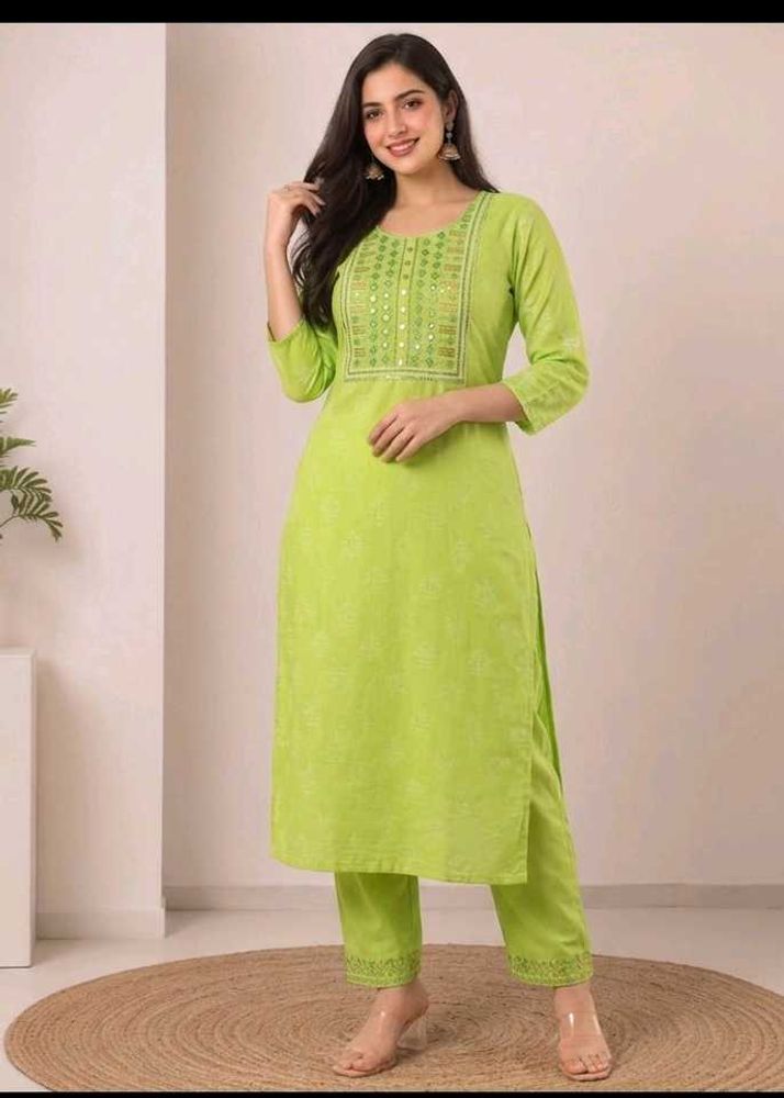 ✨ Radiant Lime Green Embroidered 😍