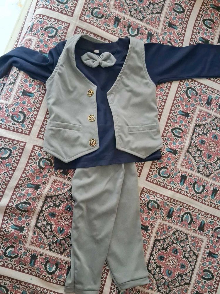 Boys' Ethnic Suit with Vest and Bowtie