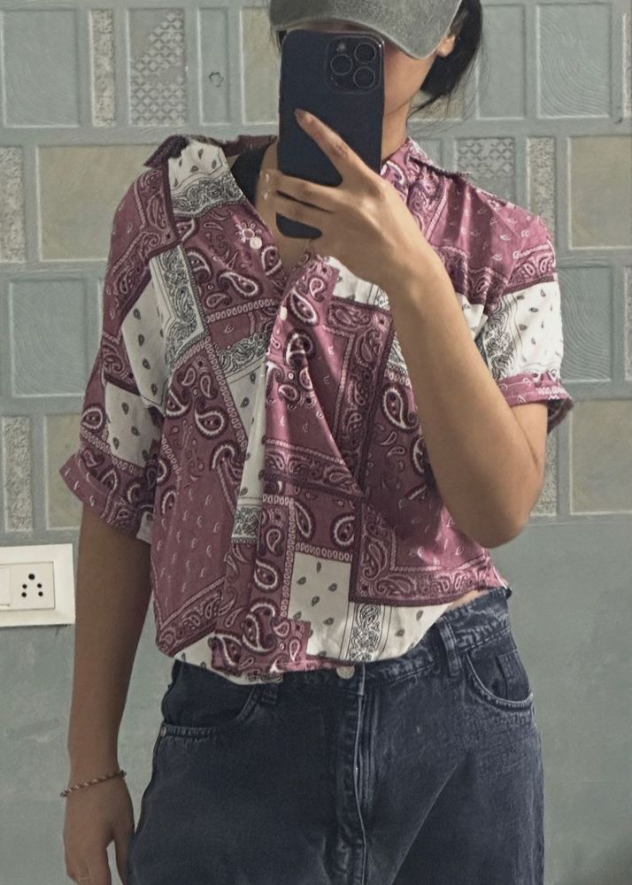 Stylish Bandana Print Short Sleeve Shirt
