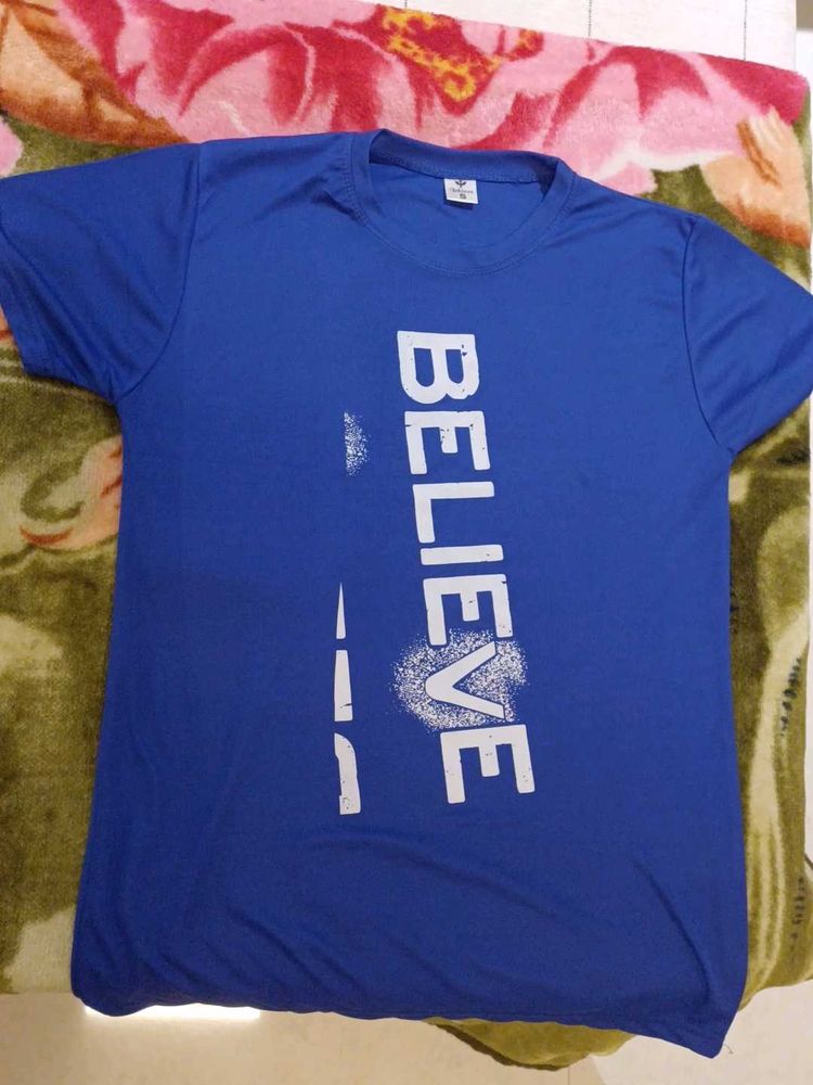 Believe Blue Graphic T-Shirt silky
