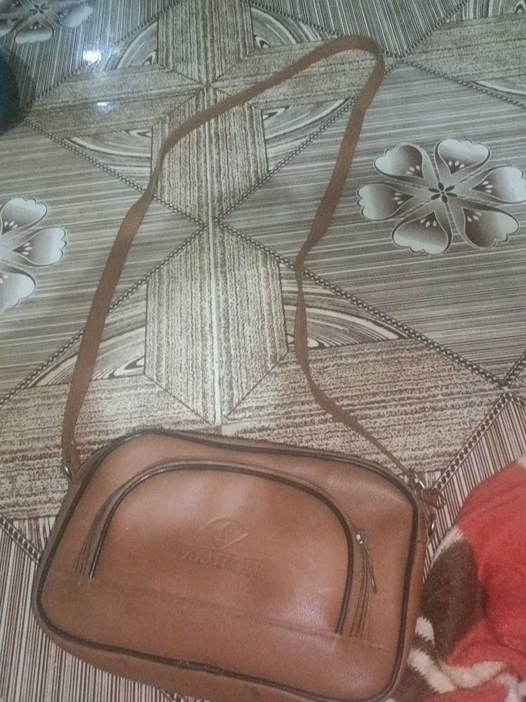 Vintage Brown Leather Crossbody Bag