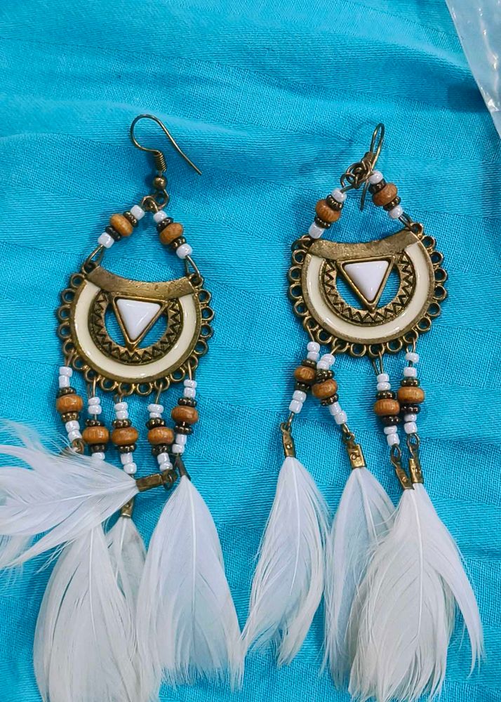 Boho Feather Drop Earrings
