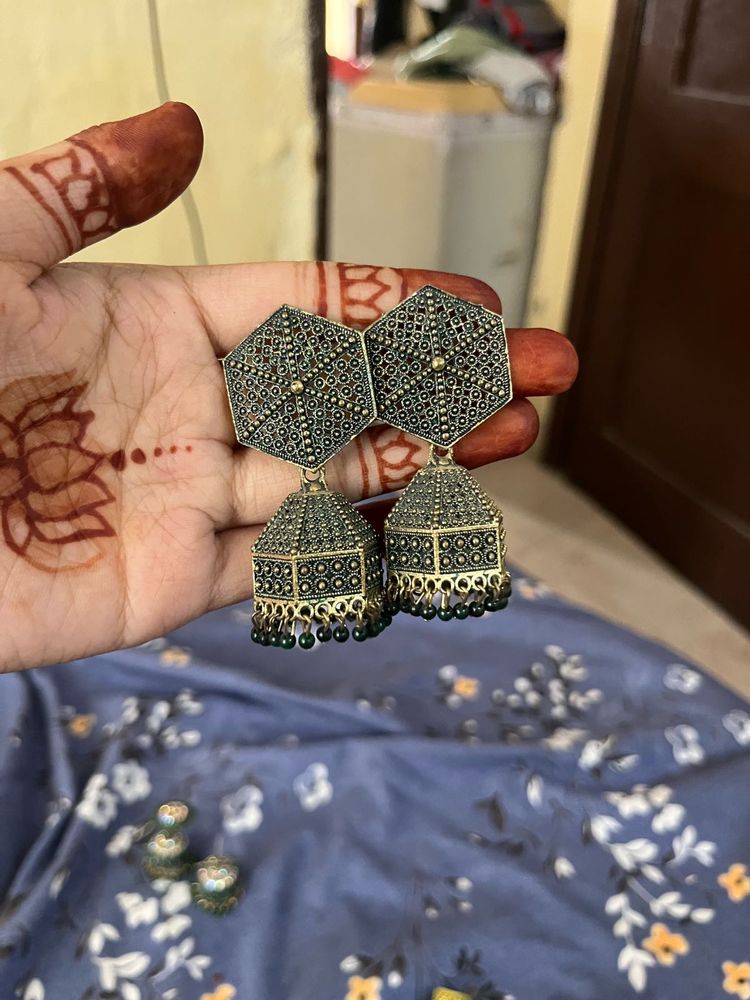 Elegant Oxidized Jhumka Earrings