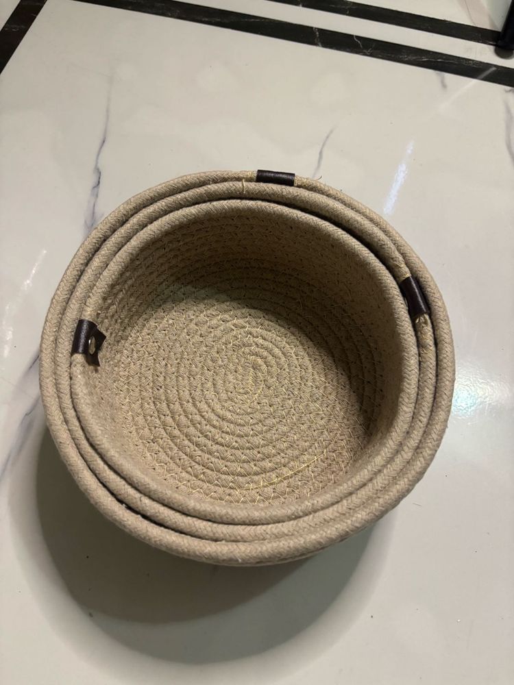 Set of 3 Woven Rope Baskets