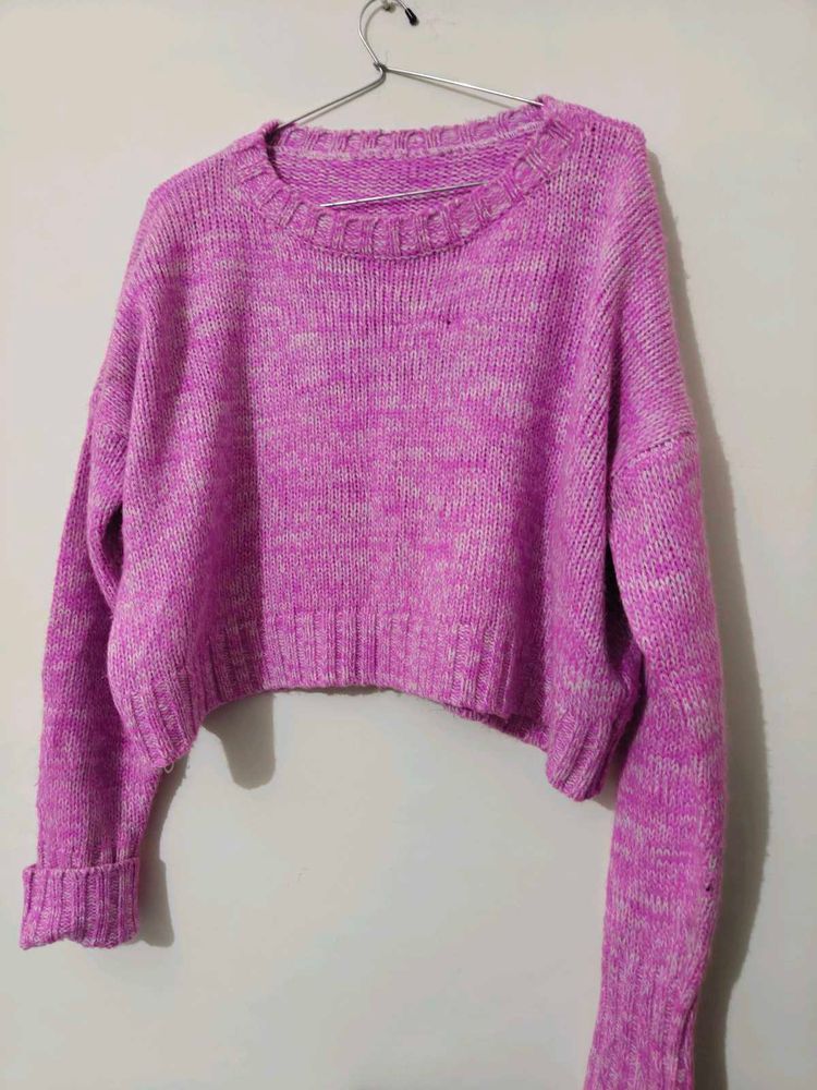 Pink Knit Crop Sweater