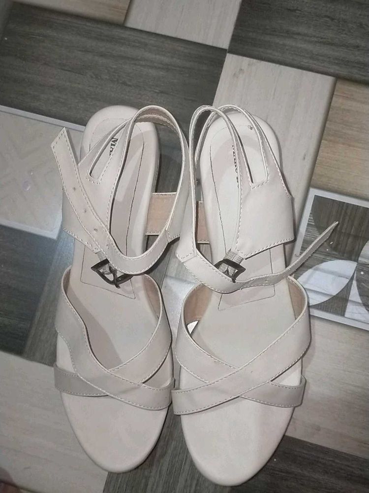 Beige Crisscross Sandals