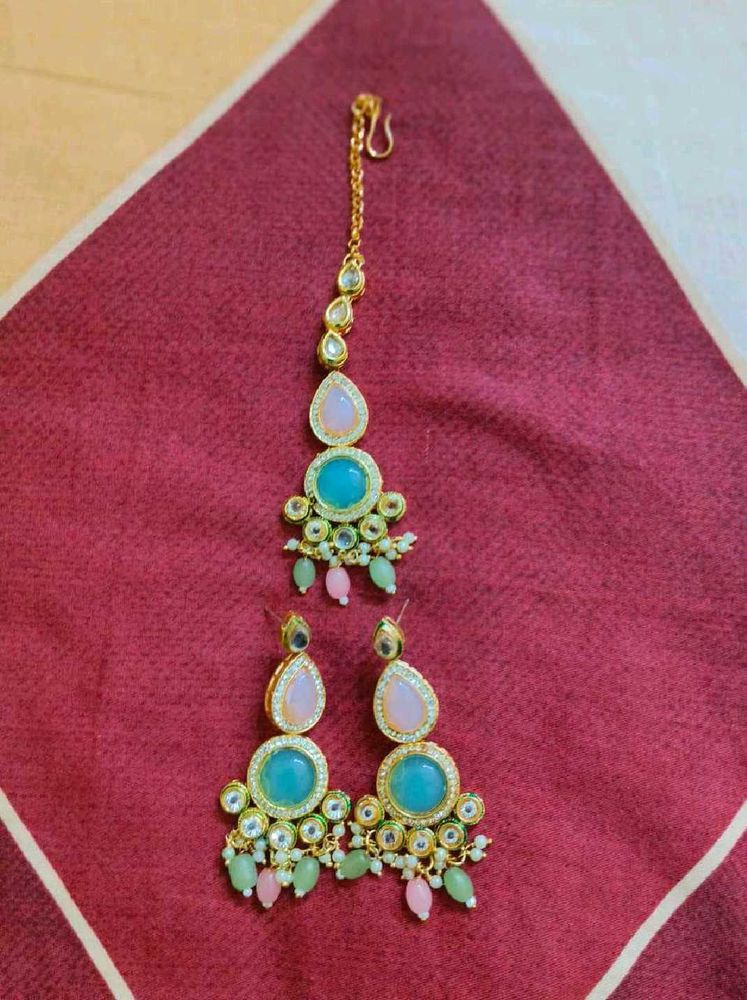 Designer Maang Tikka &amp; Earrings Set