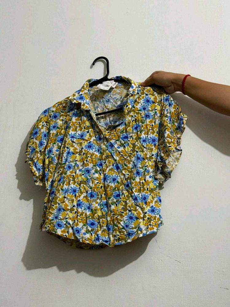 Vintage Floral Print Blouse