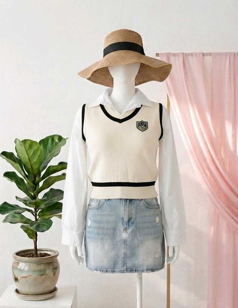 Preppy College Style Sweater Vest