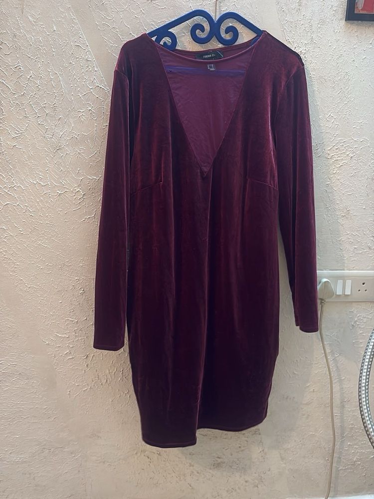 Velvet V-Neck Mini Dress