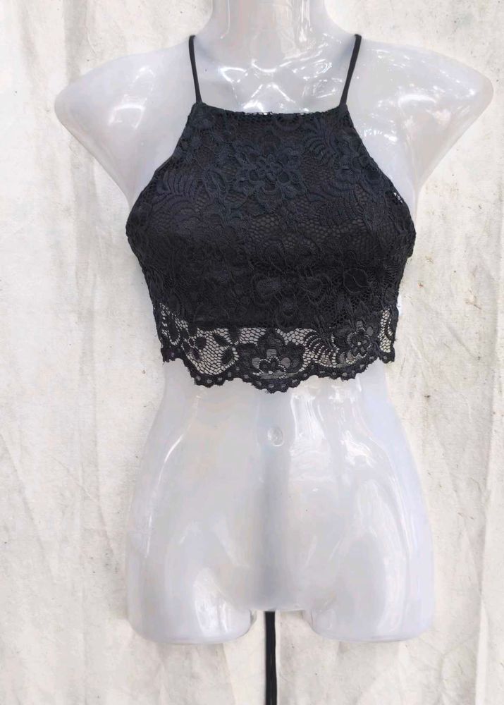 I. Black Lace Halter Bralette