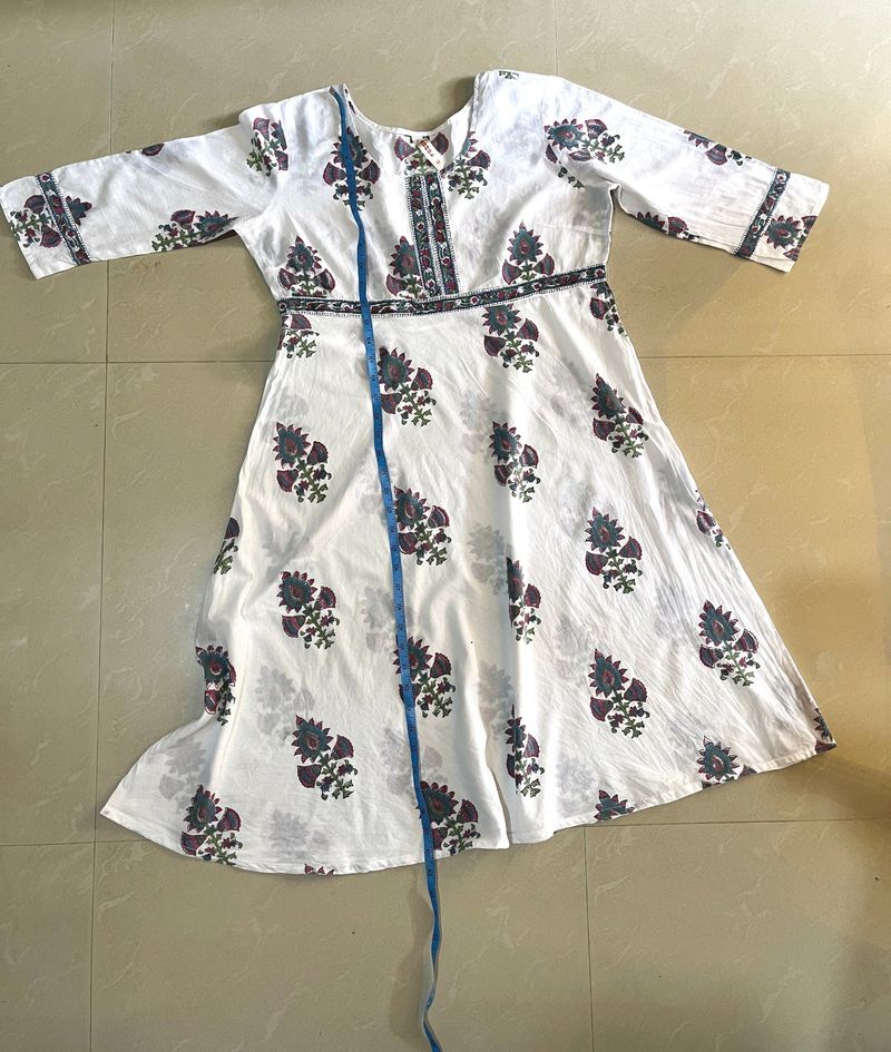 Anouk Printed White Churidar Dupatta Set