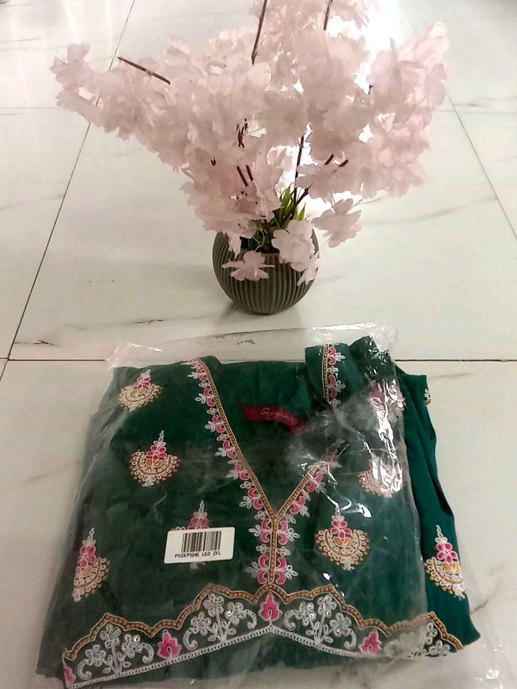 Embroidered Green Kurta Set 3XL