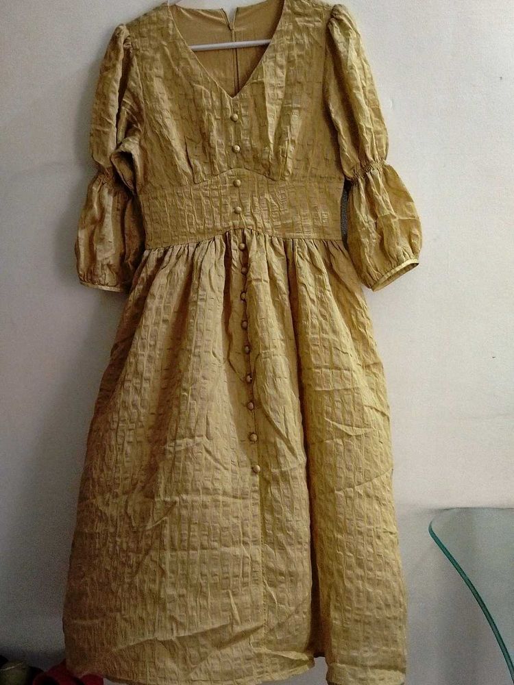 KOREAN/Chinese Yellow Midi Dress