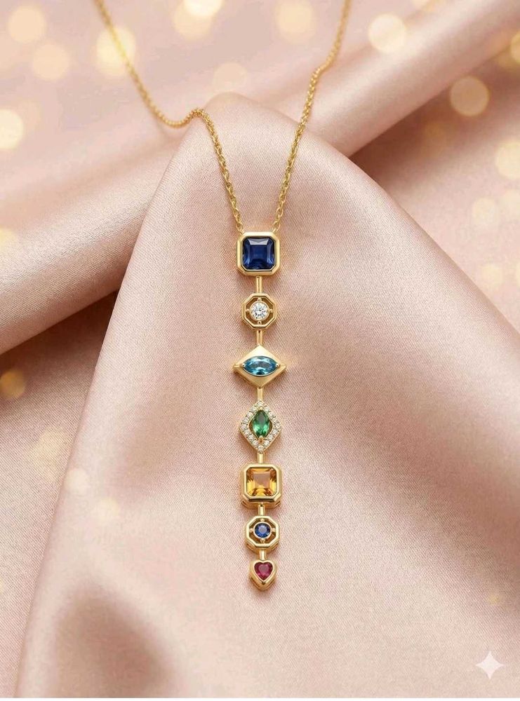Anti Tarnish multi color lariat pendant chain