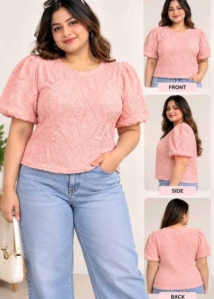 Chic Puff Sleeve Textured Top Size M-L 34"-38"