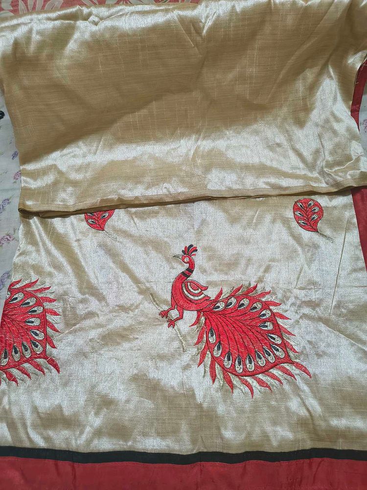 Elegant Peacock Embroidered Saree