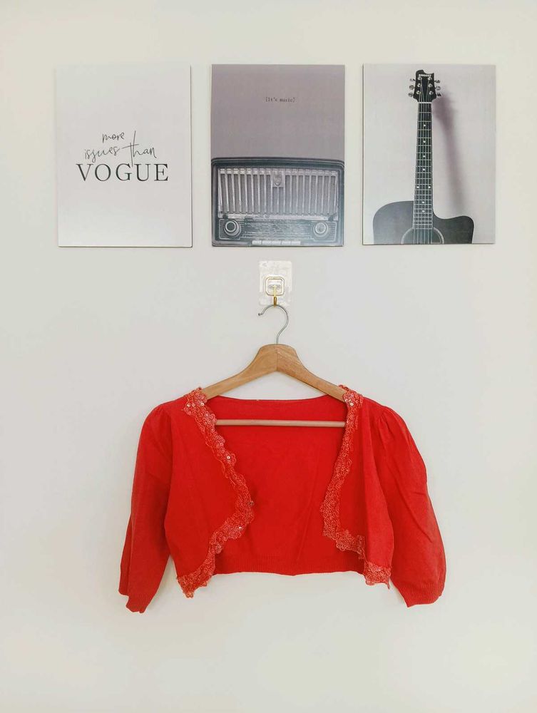 Red Cropped Bolero Shrug