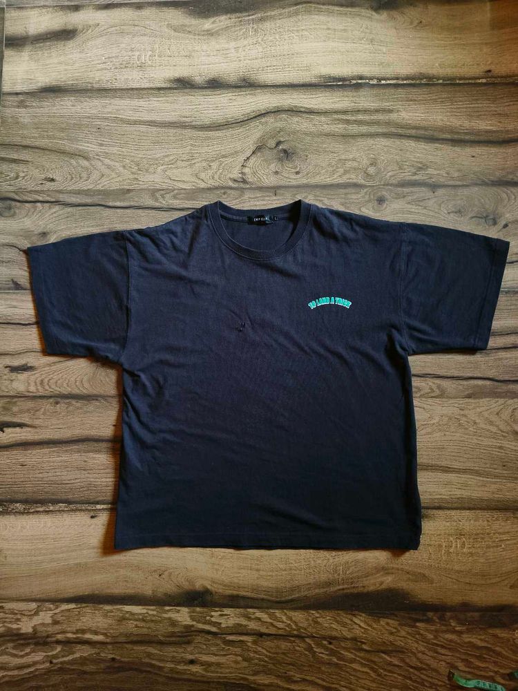 Dark Navy Graphic T-Shirt With Little Distress