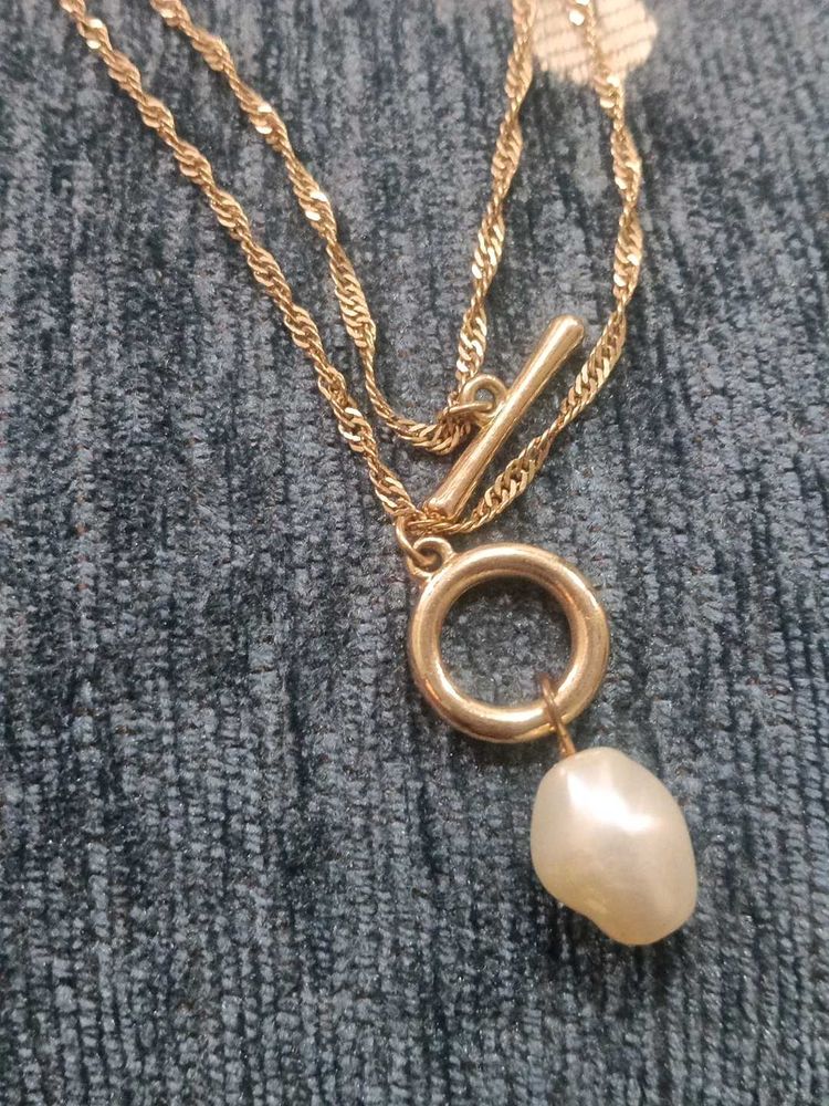 multi - style -2 in -1 gold toned pearl necklace (
