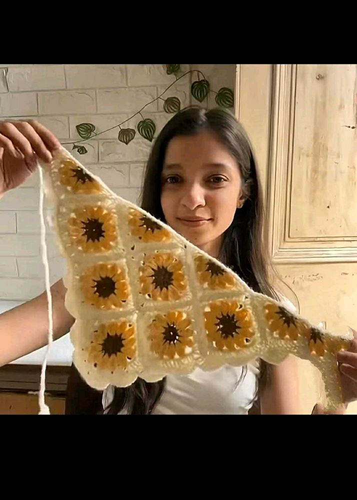 Handmade Crochet Sunflower Dupatta