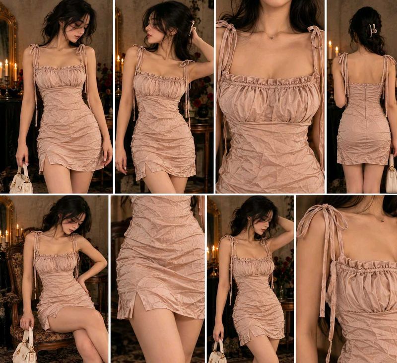 Satin Ruched Mini Dress