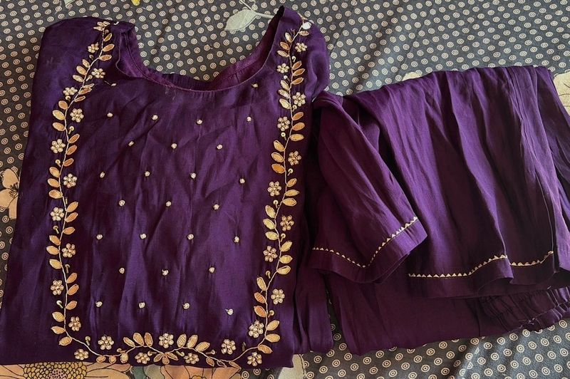 purple elegant kurta pant set Price Down