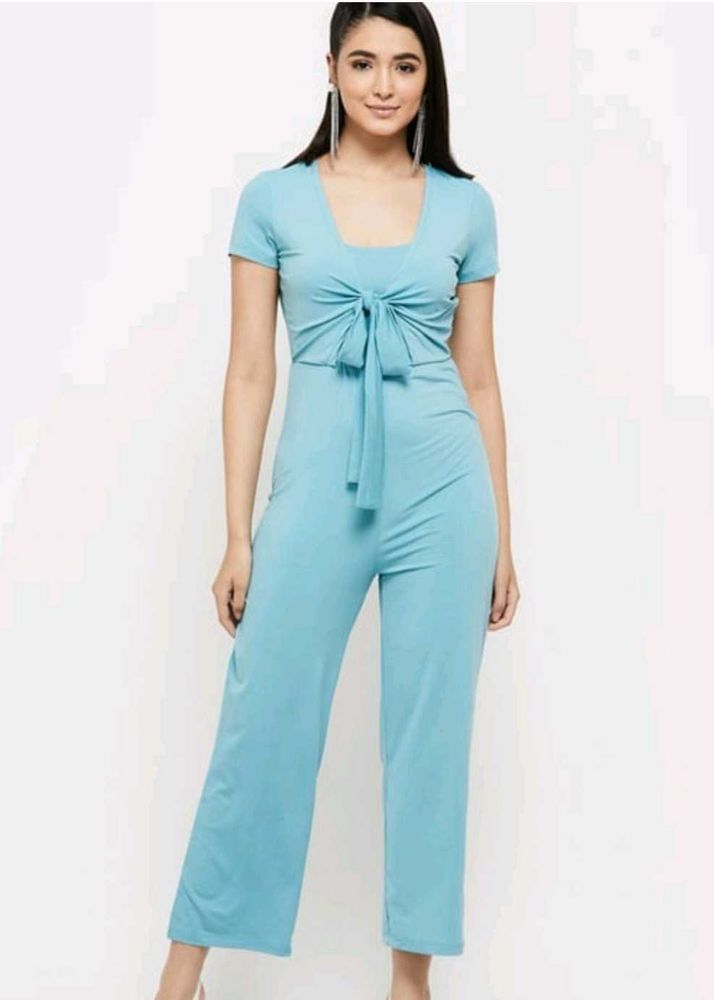 MAX Chic Blue Tie-Front Jumpsuit
