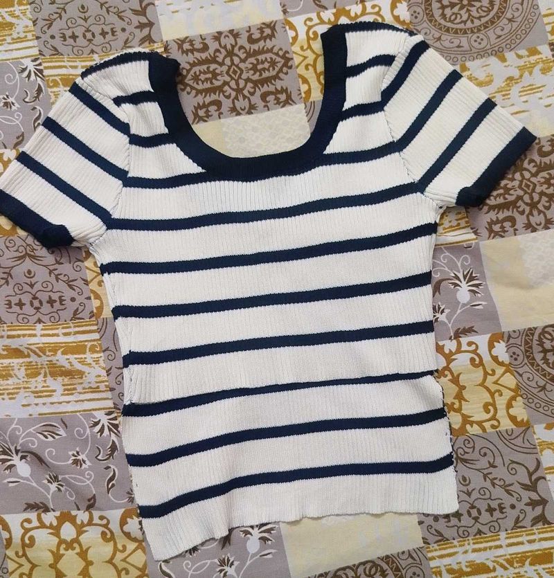 Striped Ribbed Knit Top