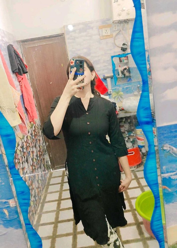 Elegant Black Kurta with printed pant