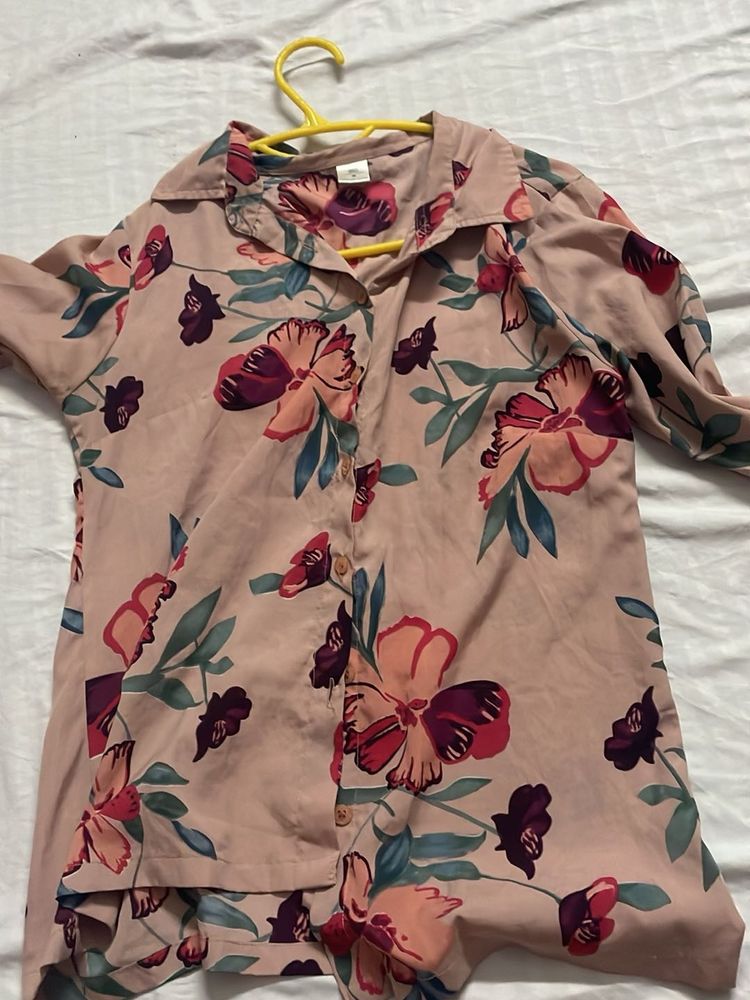 Floral Print Button-Up Shirt