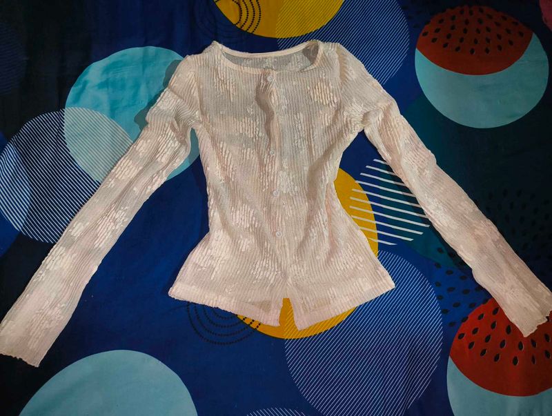 Sheer White Long Sleeve Top