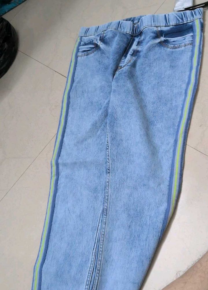 Light Wash Striped Jeggings