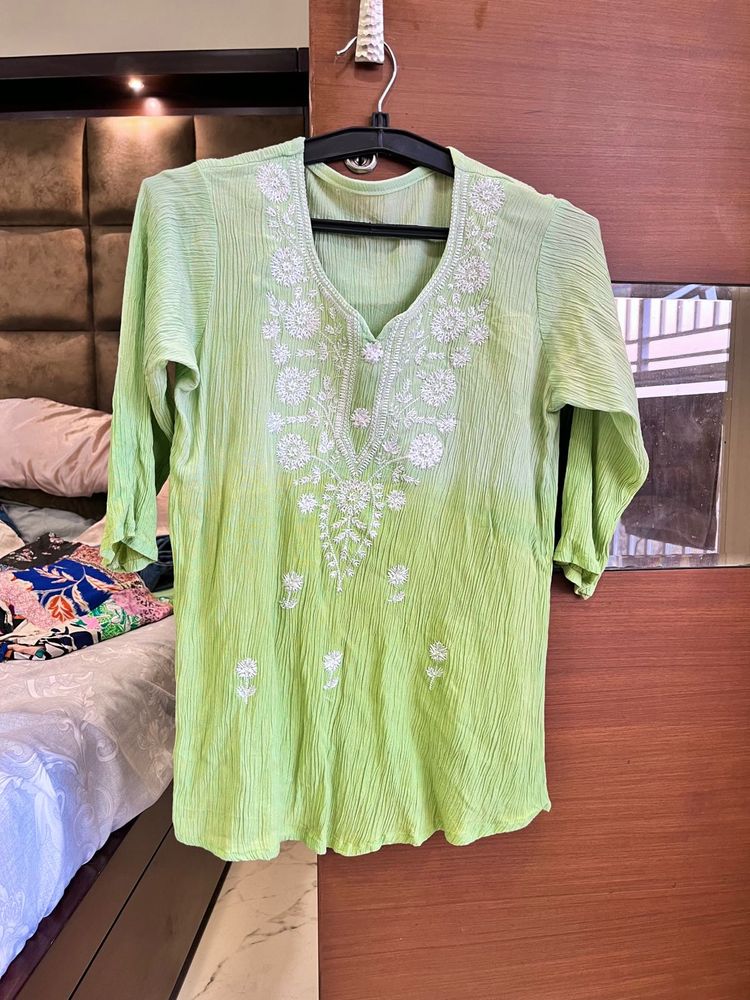 Lime Green Embroidered Kurta