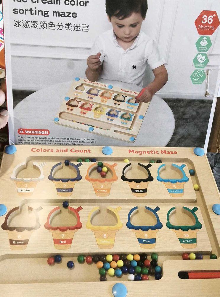 Baby & Kids > Toys & Games | magnetic wooden Ice Cream Color sorting ...