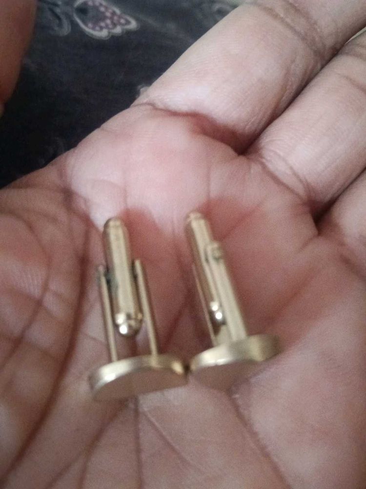 vintage two - tone gold - plated round cufflinks