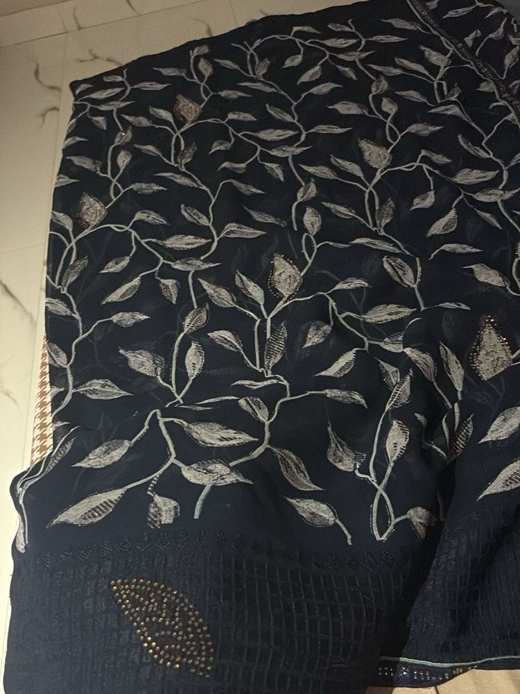 Elegant Navy Blue Saree