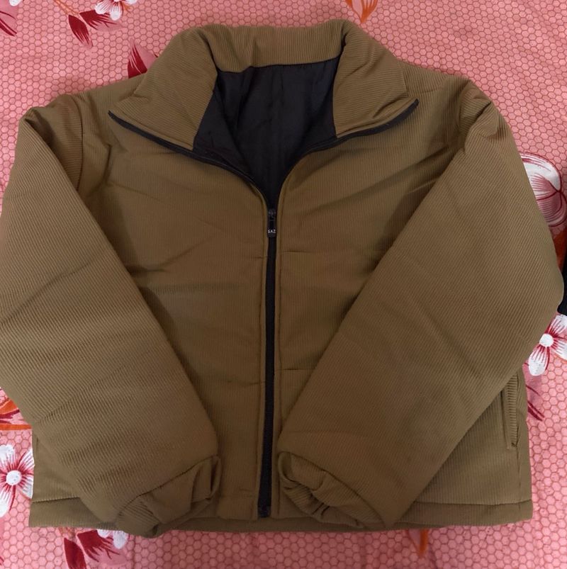 Trendy Olive Brown Puffer Jacket