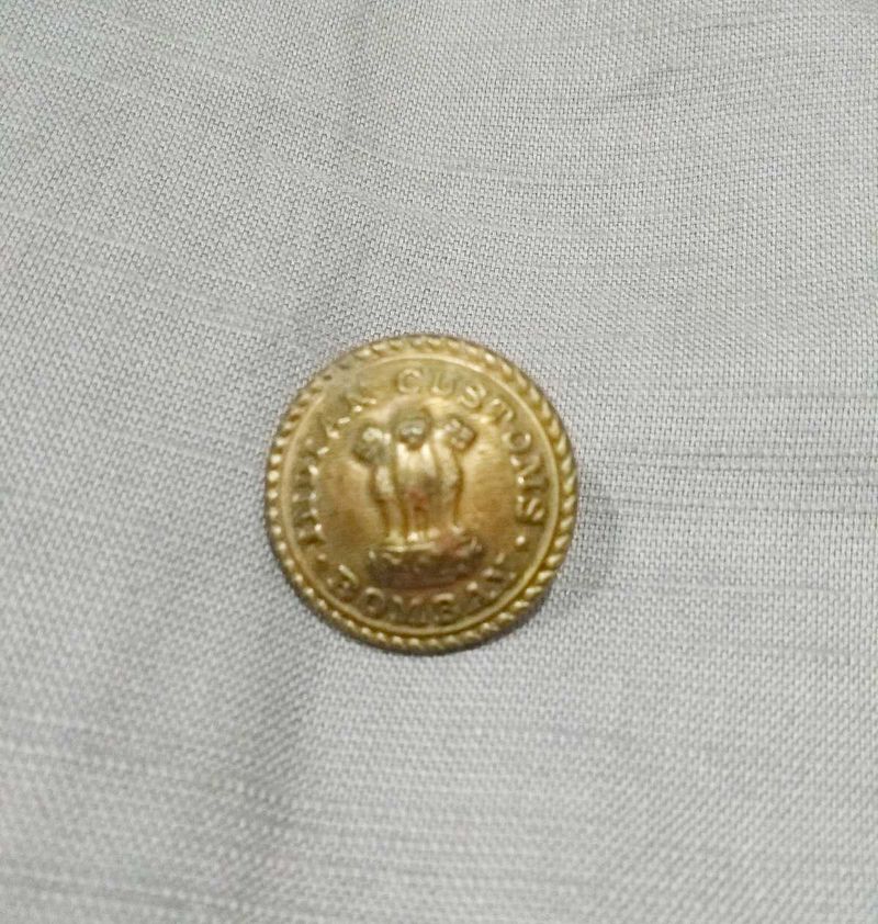 Antique BRASS HEAVY Button Indian Customs Bombay
