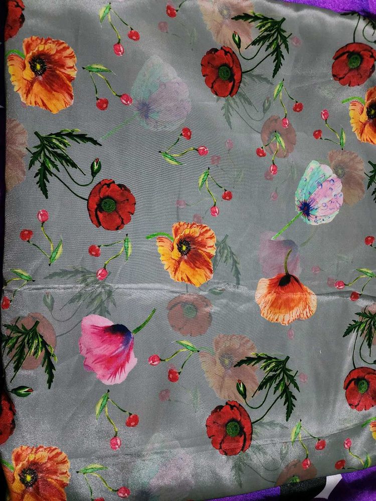 Flowy Floral Print Dress Material