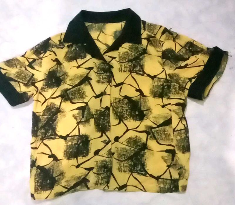 Retro Abstract Print Short Sleeve Top