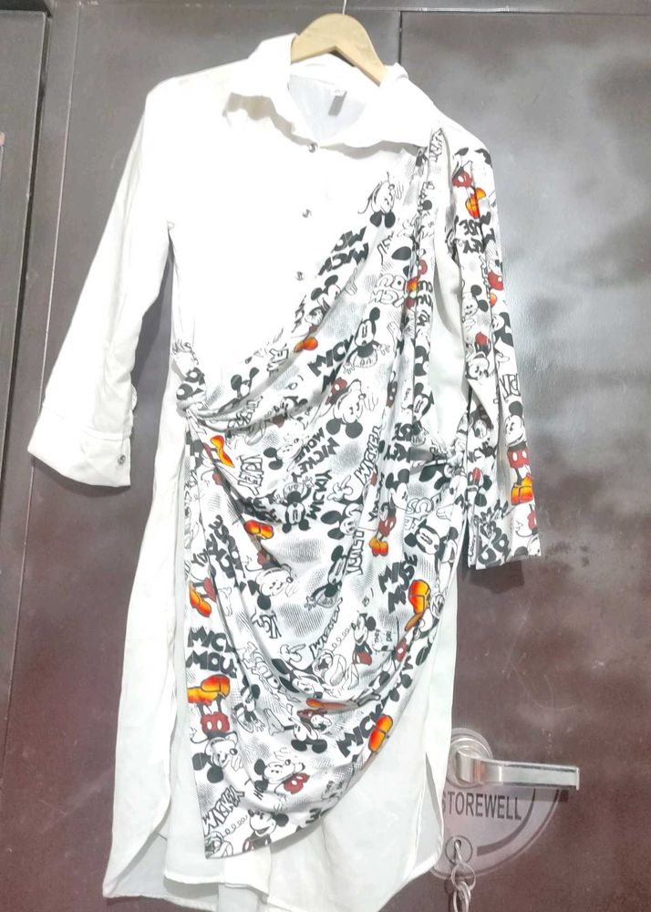 White Top Like Shirt Mickey Print For 36 Bust
