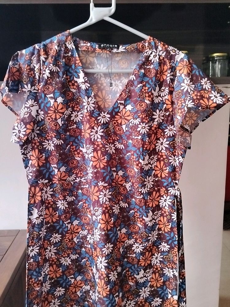 Knee Length Brown Frock.